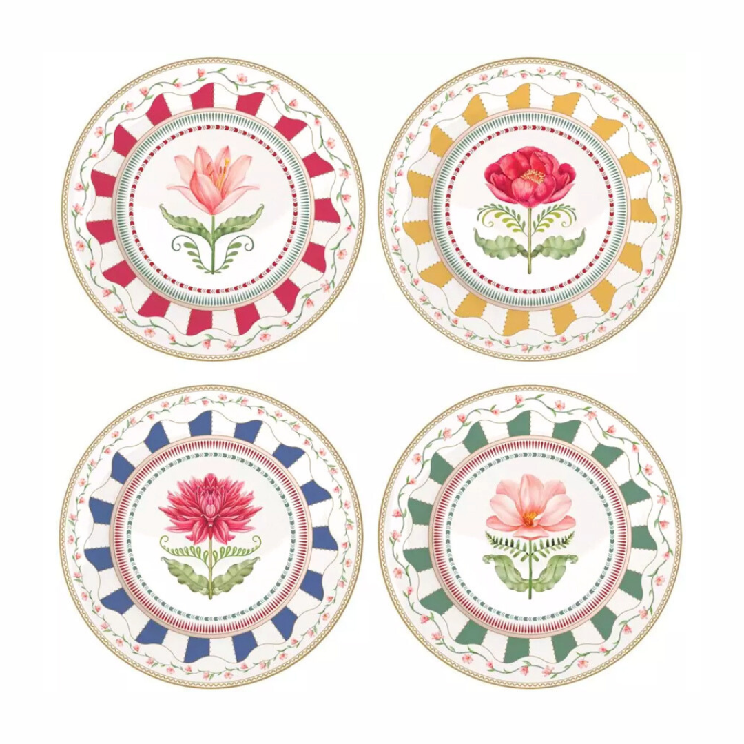 Set 4 Piatti Dessert Flowery