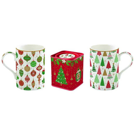 Coppia Mug Con Scatola In Latta Jingle Bells