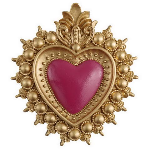 Cuore Sacro in Resina 14 cm – Fuxia