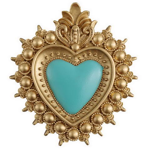 Cuore Sacro in Resina 14 cm – Turchese