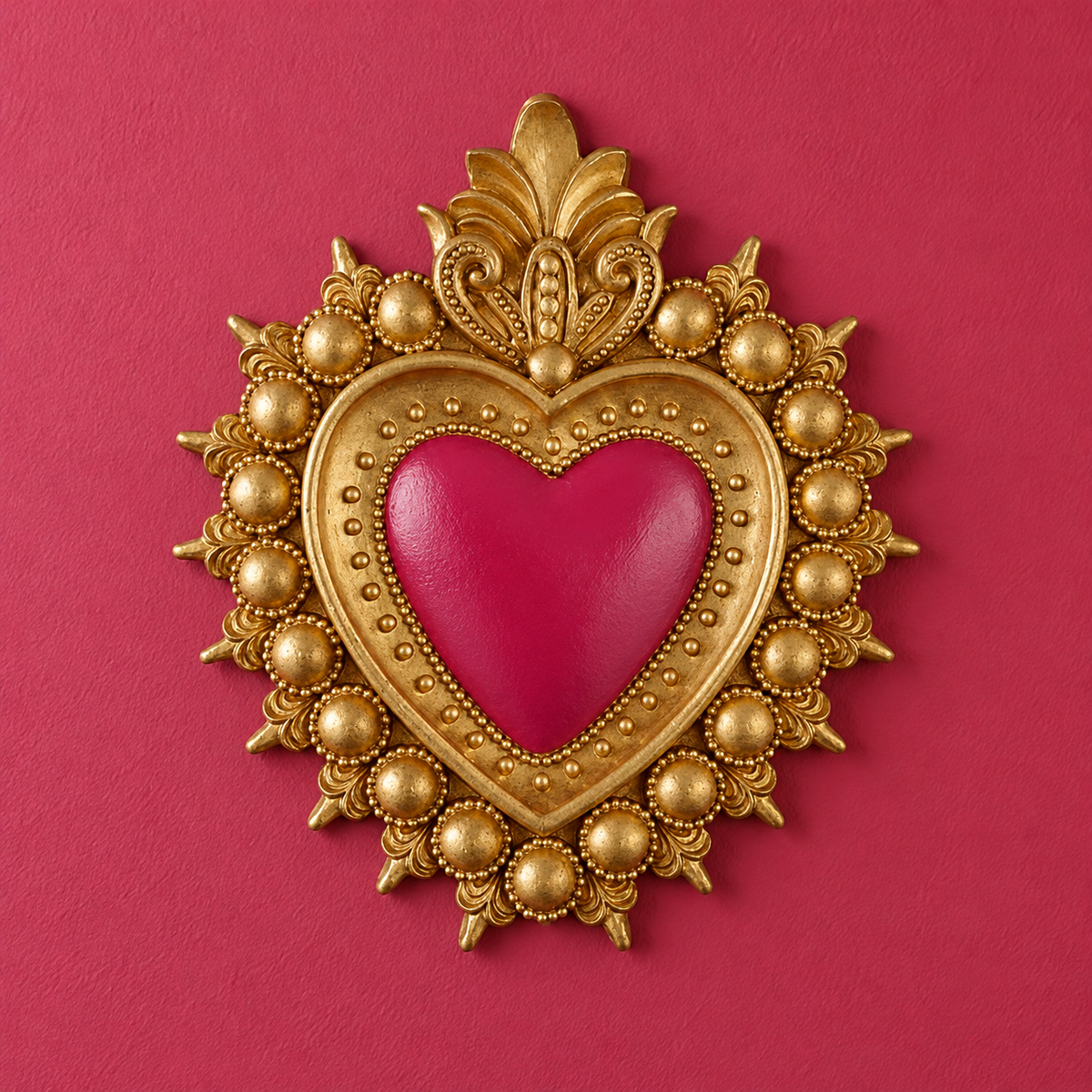 Cuore Sacro in Resina 14 cm – Fuxia
