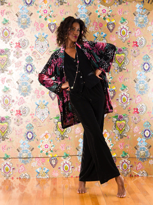 Kimono Ibiza in velluto devorè