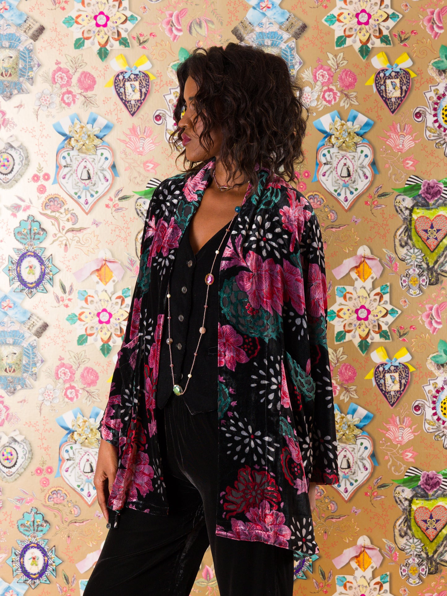 Kimono Ibiza in velluto devorè