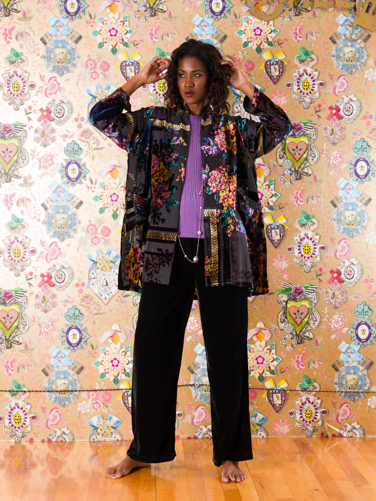 Kimono Ibiza in velluto devorè