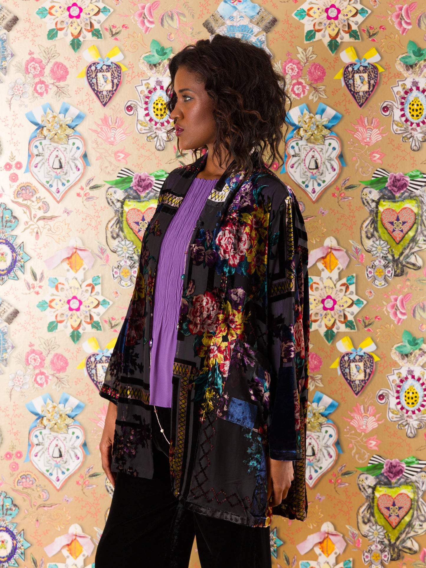 Kimono Ibiza in velluto devorè