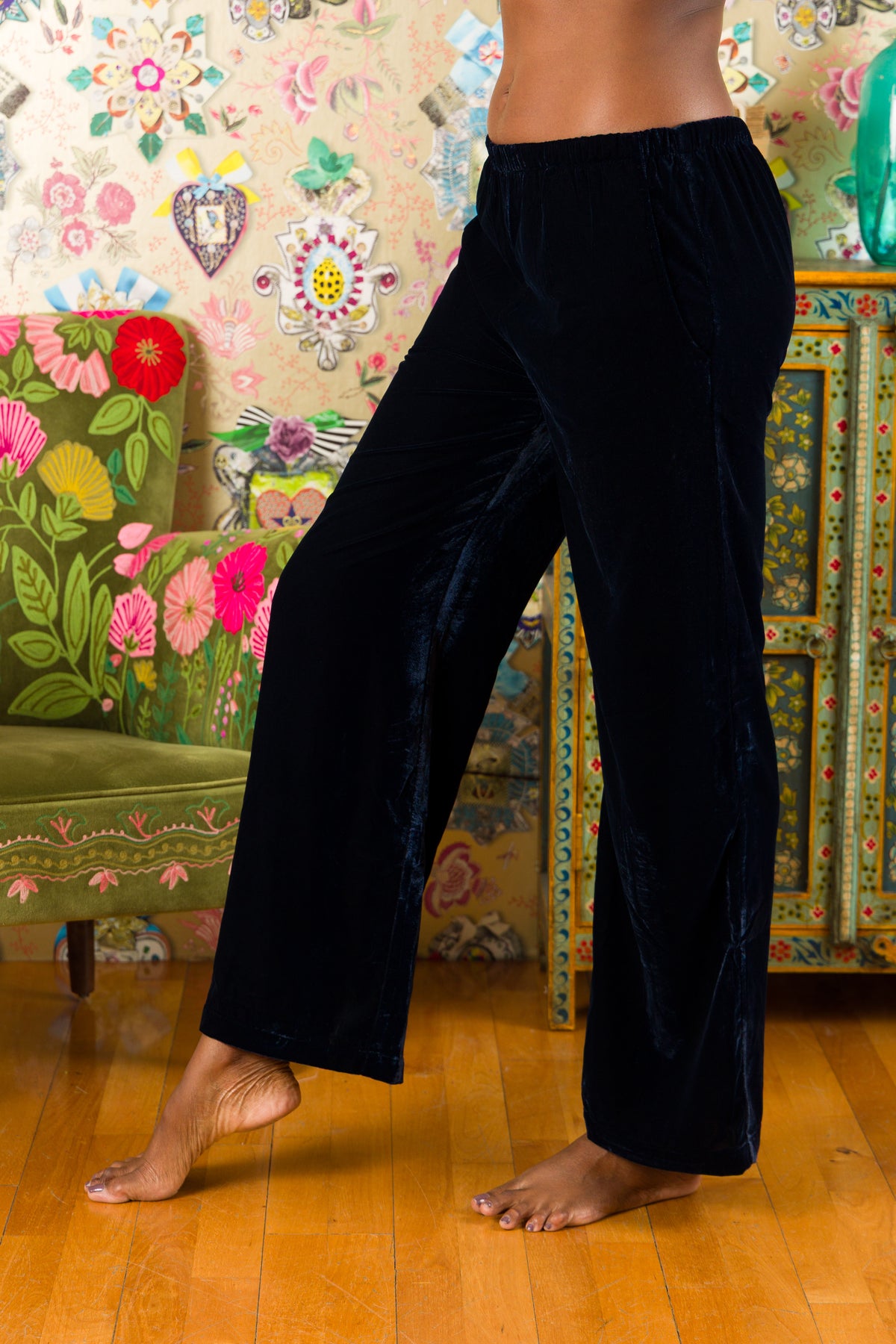Pantaloni Orleans in velluto di seta
