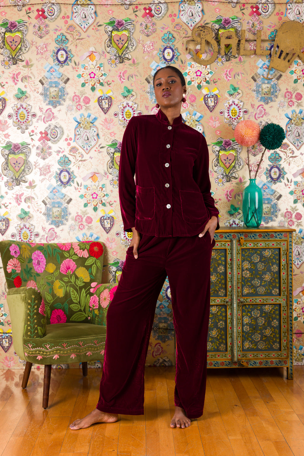 Pantaloni Orleans in velluto di seta