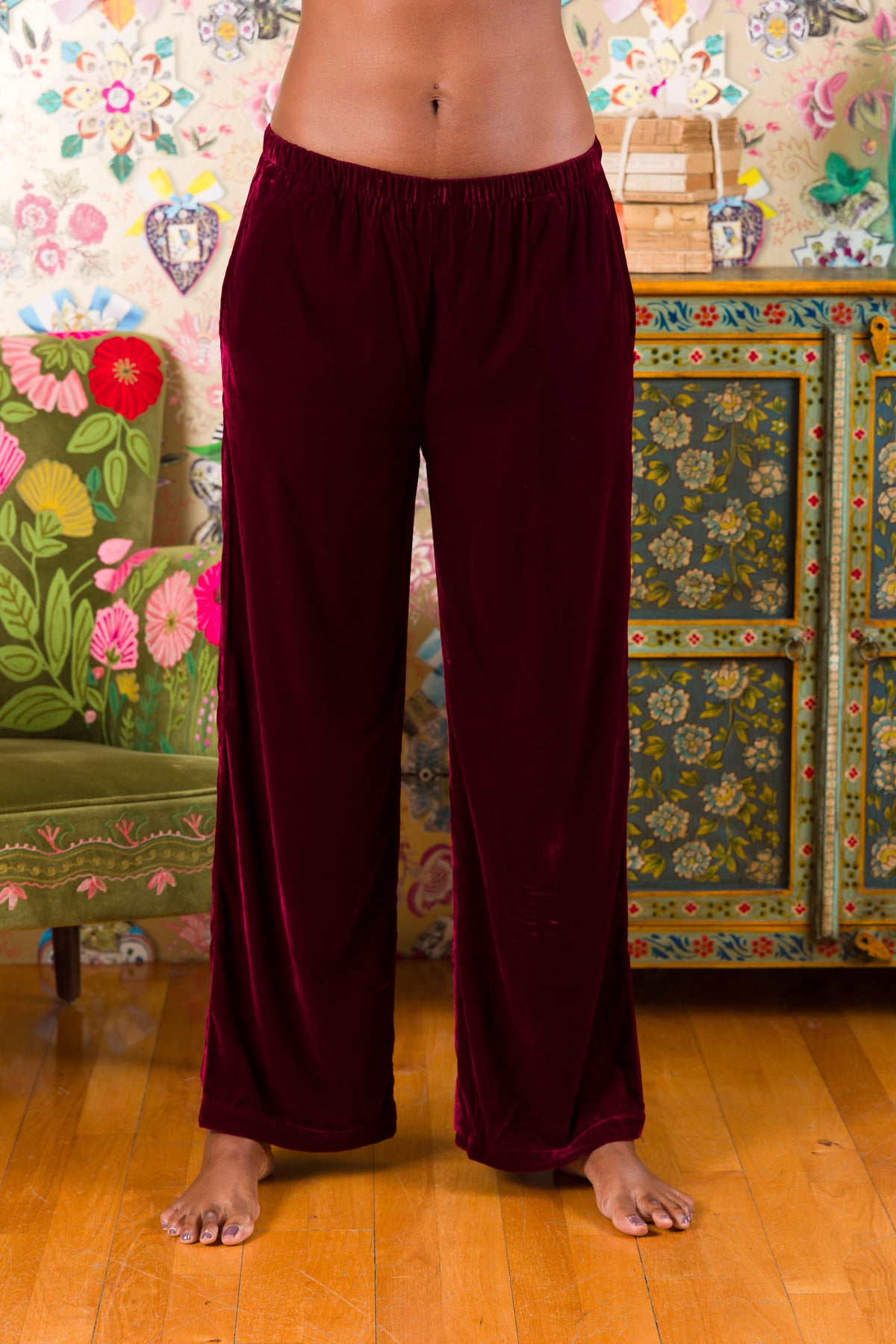 Pantaloni Orleans in velluto di seta