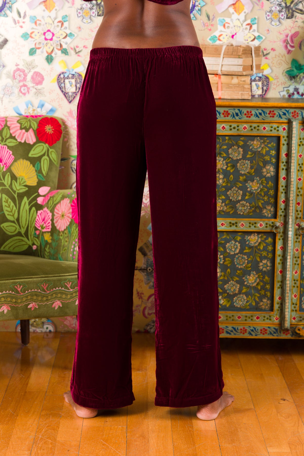 Pantaloni Orleans in velluto di seta