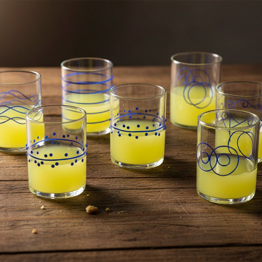 Set 6 Bicchieri Liquore Deco Blu
