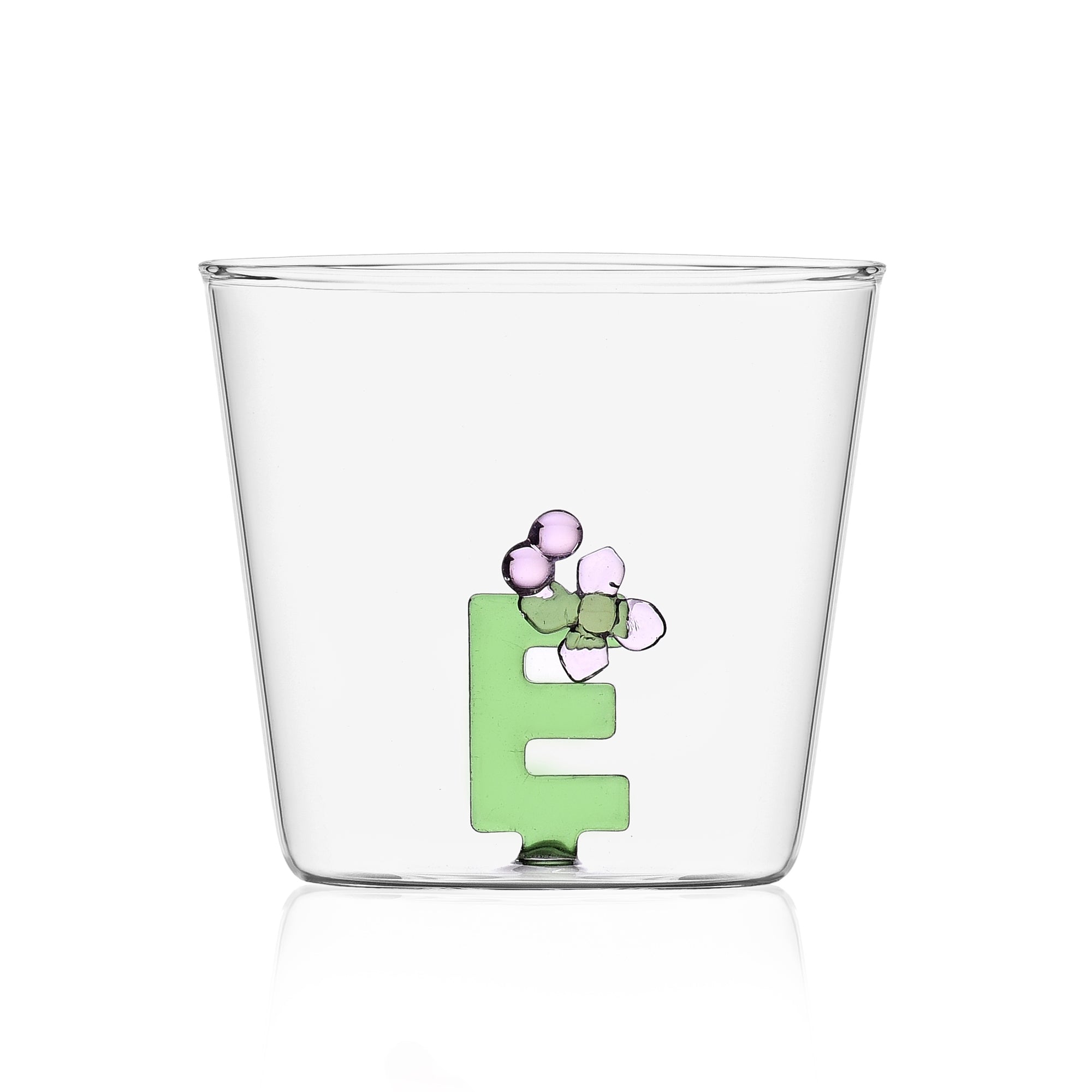 Bicchiere Alfabeto Fiorito E