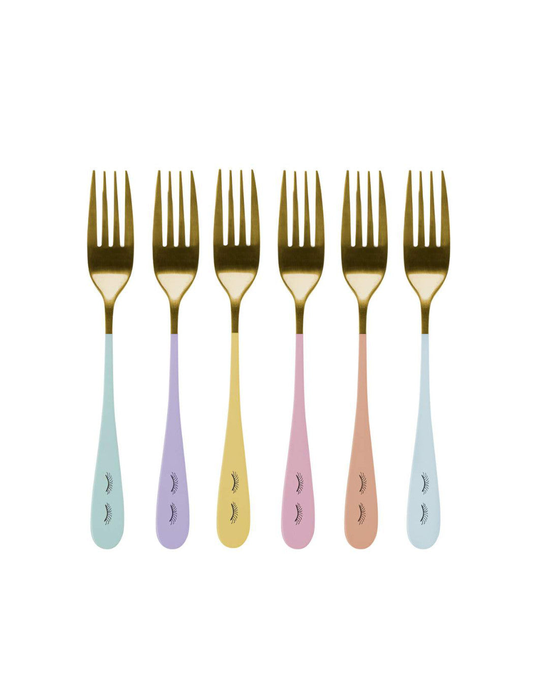 Set of 6 colored dessert cutlery