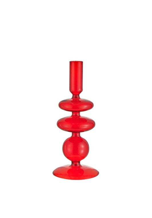 Shaped Red Glass Candlestick