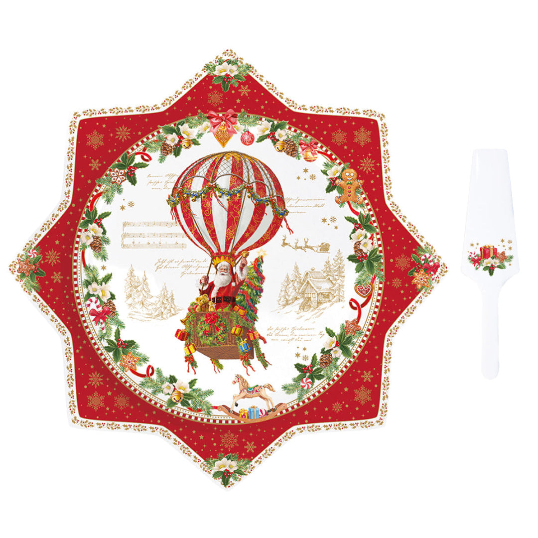 Piatto Torta con Paletta Christmas Memories